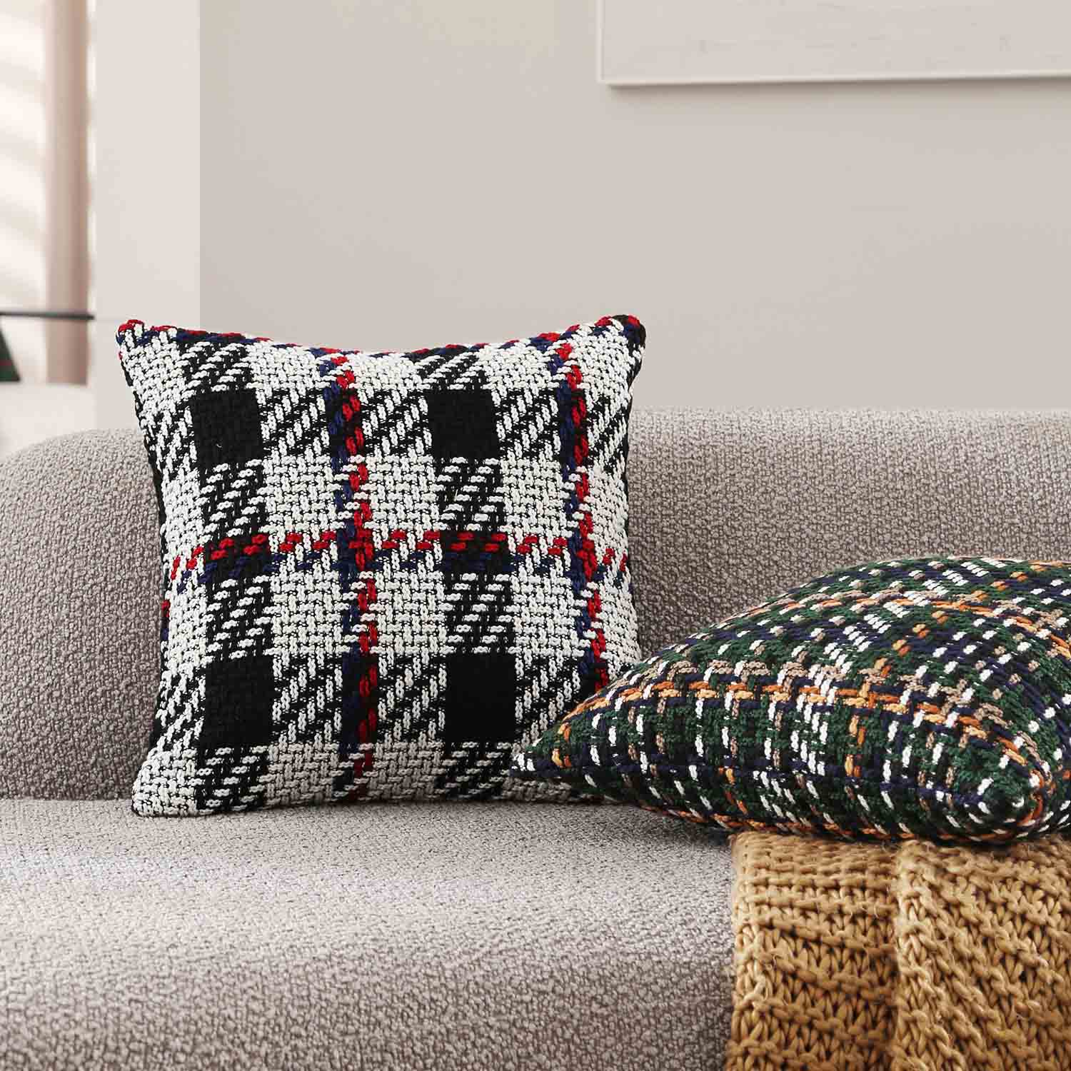 Mira Woven Plaid Pillow Cover-