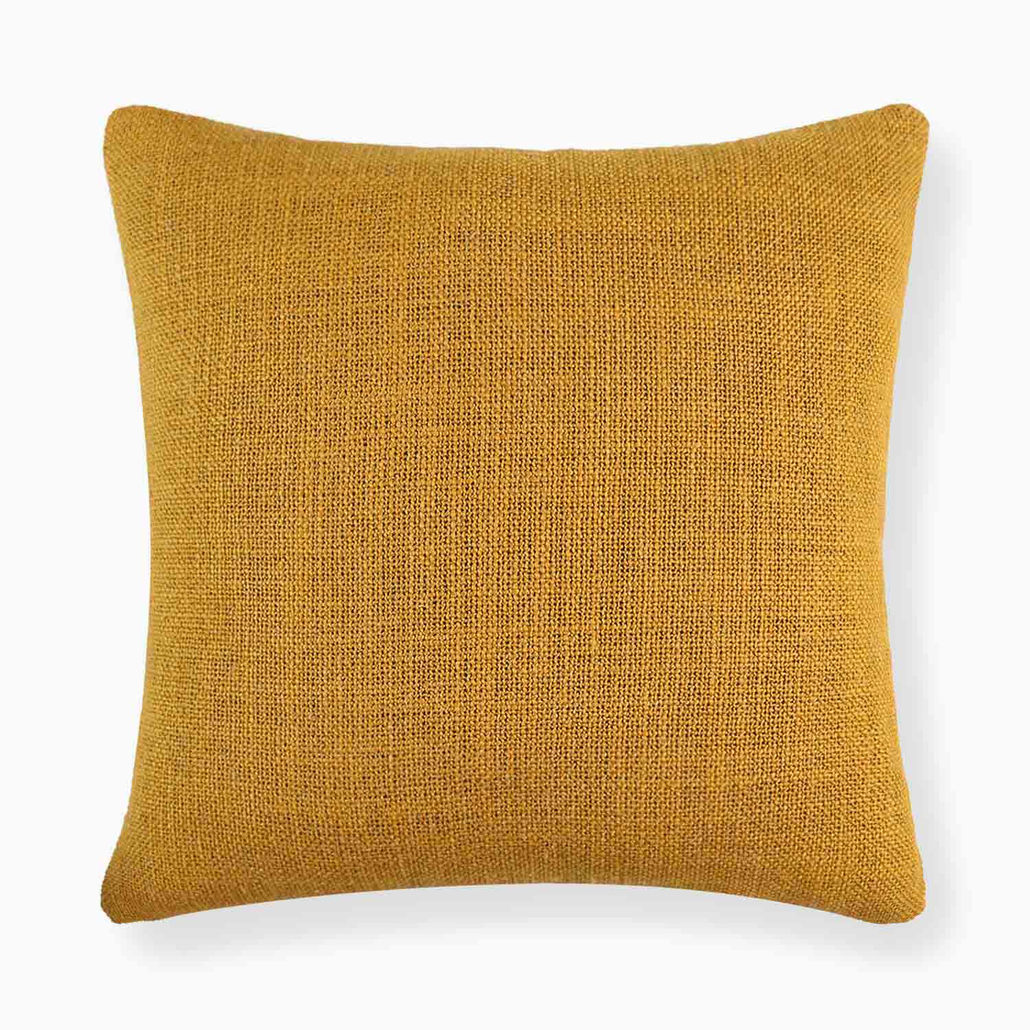 Savona Textured Linen Pillow Cover-Yellow Linen Decorative Pillow Cover