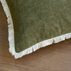 Bibury Reversible Linen Pillow Cover with Tassels Solid Color Home Decor