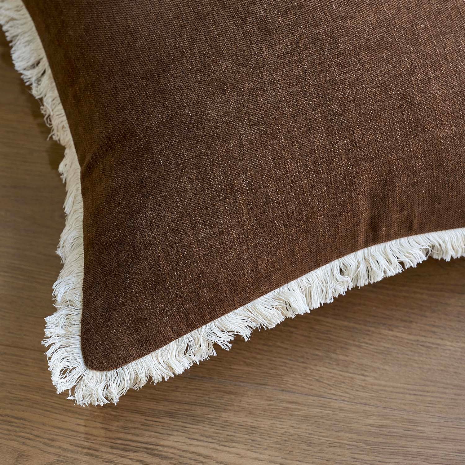 Bibury Reversible Linen Pillow Cover with Tassels Solid Color Home Decor-