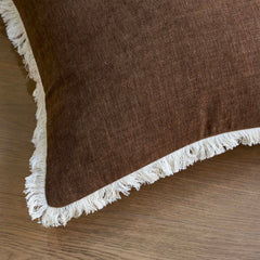 Bibury Reversible Linen Pillow Cover with Tassels Solid Color Home Decor