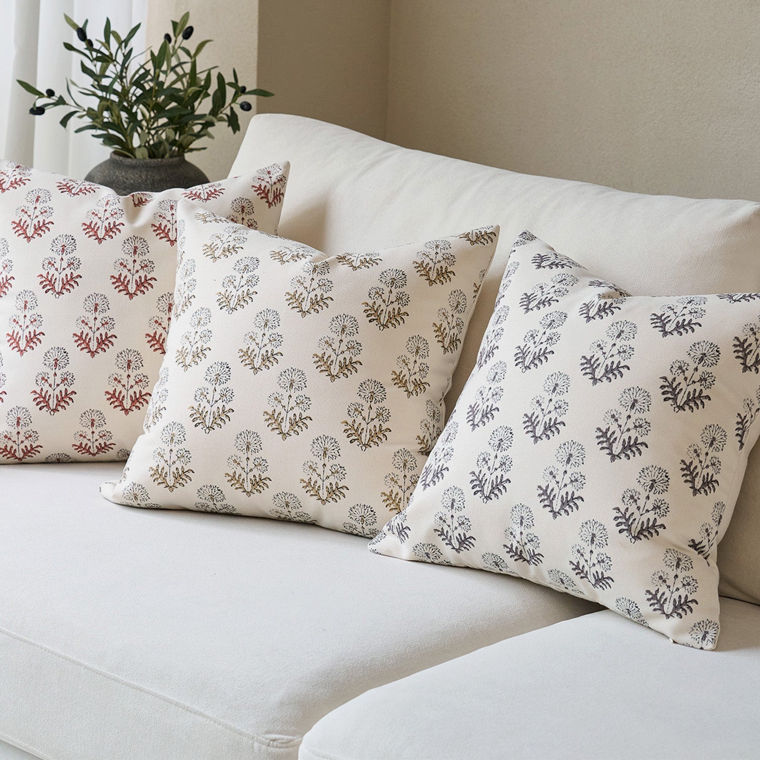 Annecy Single-Sided Printed Pillow Cover – Elegant Floral Decorative Cushion Cover for Sofa, Bed & Home Decor-