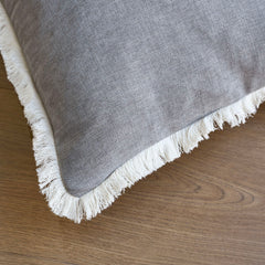 Bibury Reversible Linen Pillow Cover with Tassels Solid Color Home Decor