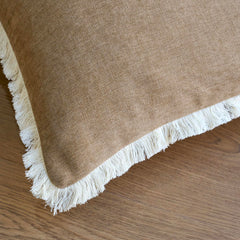 Bibury Reversible Linen Pillow Cover with Tassels Solid Color Home Decor
