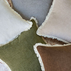 Bibury Reversible Linen Pillow Cover with Tassels Solid Color Home Decor