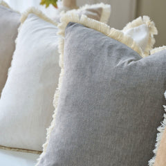 Bibury Reversible Linen Pillow Cover with Tassels Solid Color Home Decor
