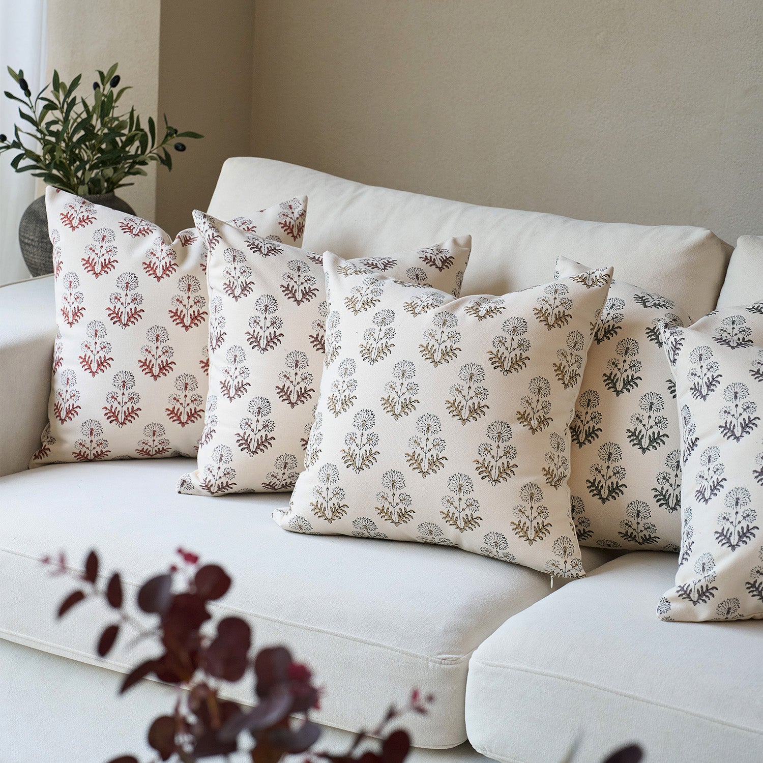 Annecy Single-Sided Printed Pillow Cover – Elegant Floral Decorative Cushion Cover for Sofa, Bed & Home Decor-