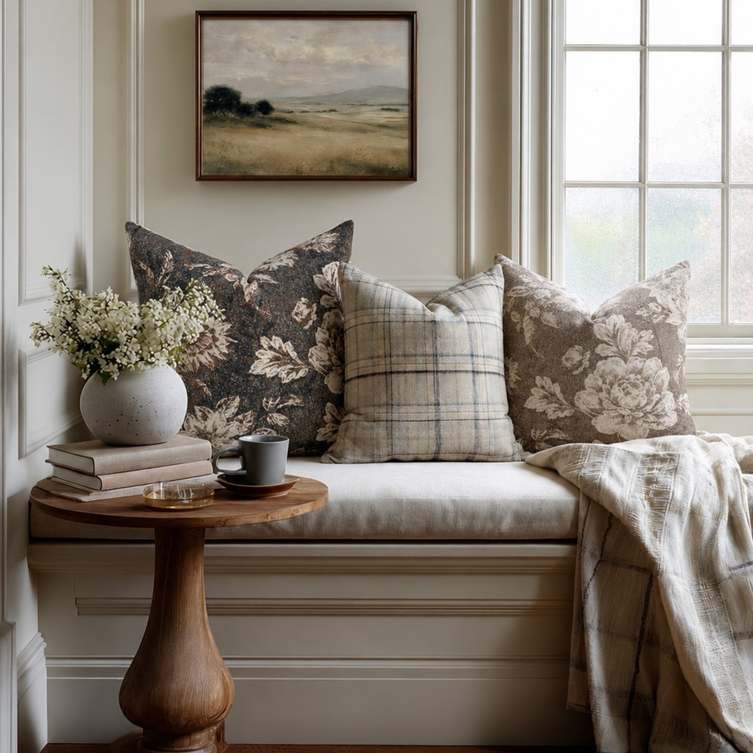 Latina Single-Sided Printed Pillow Cover – Timeless Floral Decorative Cushion Cover for Elegant Home Decor-