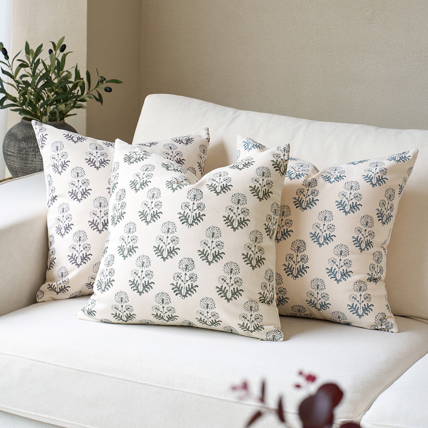 Annecy Single-Sided Printed Pillow Cover – Elegant Floral Decorative Cushion Cover for Sofa, Bed & Home Decor-