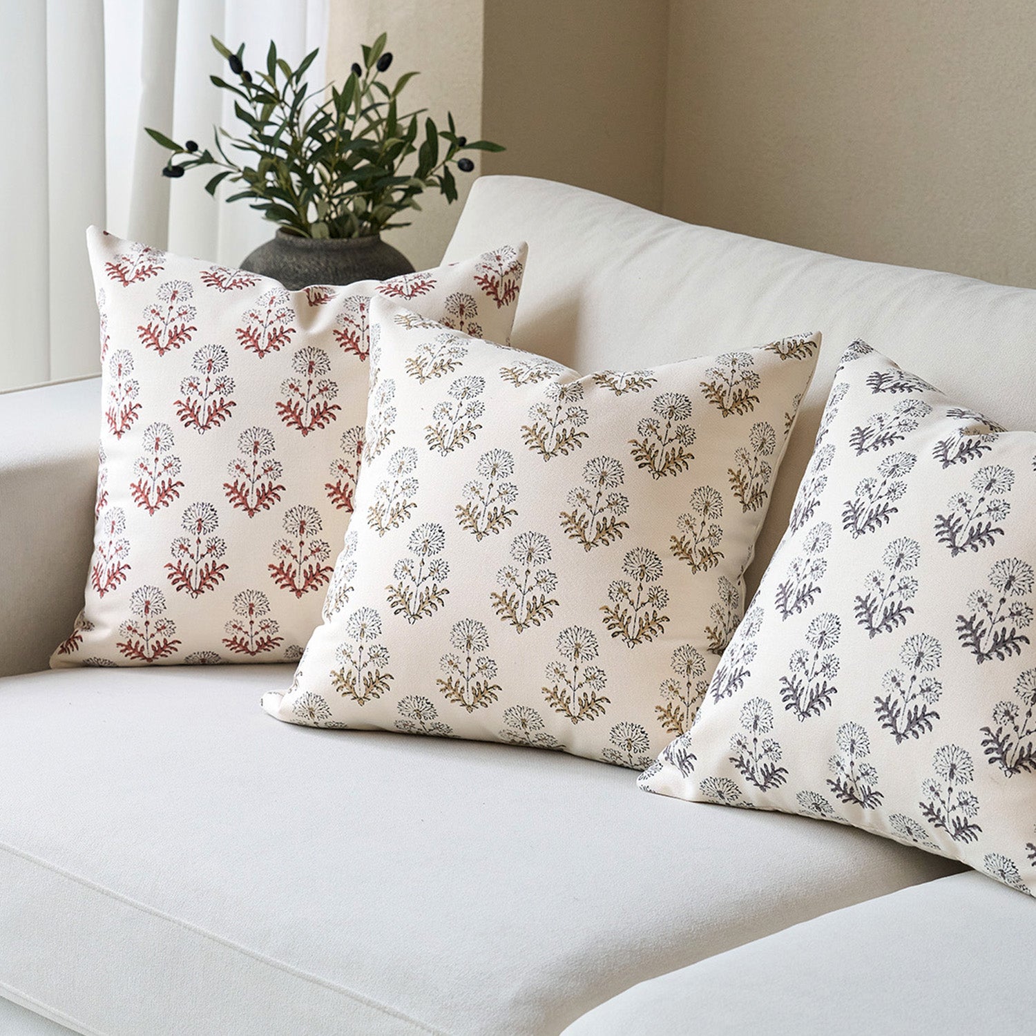 Annecy Single-Sided Printed Pillow Cover – Elegant Floral Decorative Cushion Cover for Sofa, Bed & Home Decor-