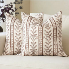 Doux Reversible Floral Block Print Pillow Cover Neutral Boho Farmhouse Striped Accent