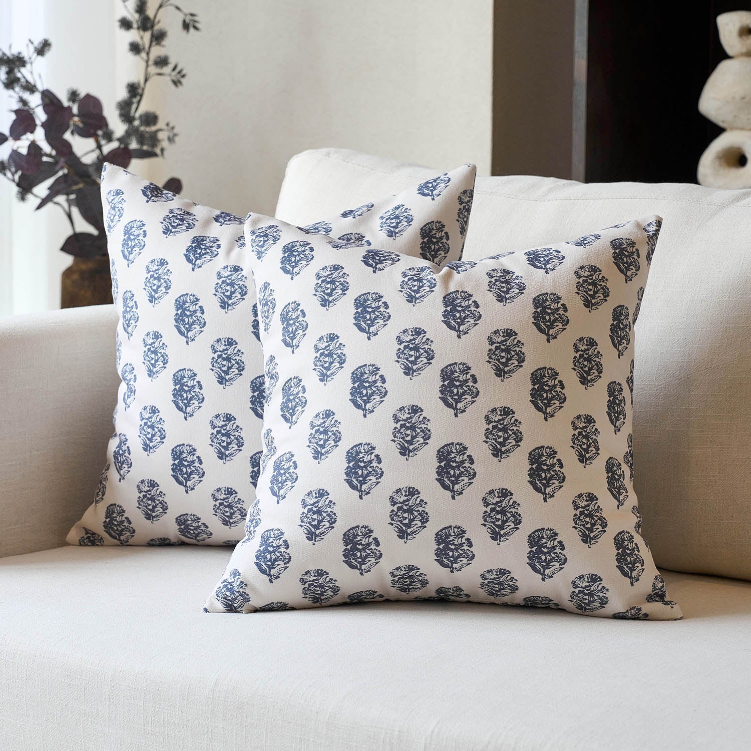 Cortina Ditsy Floral Dual-Print Reversible Cozy Farmhouse Touch Pillow Cover-