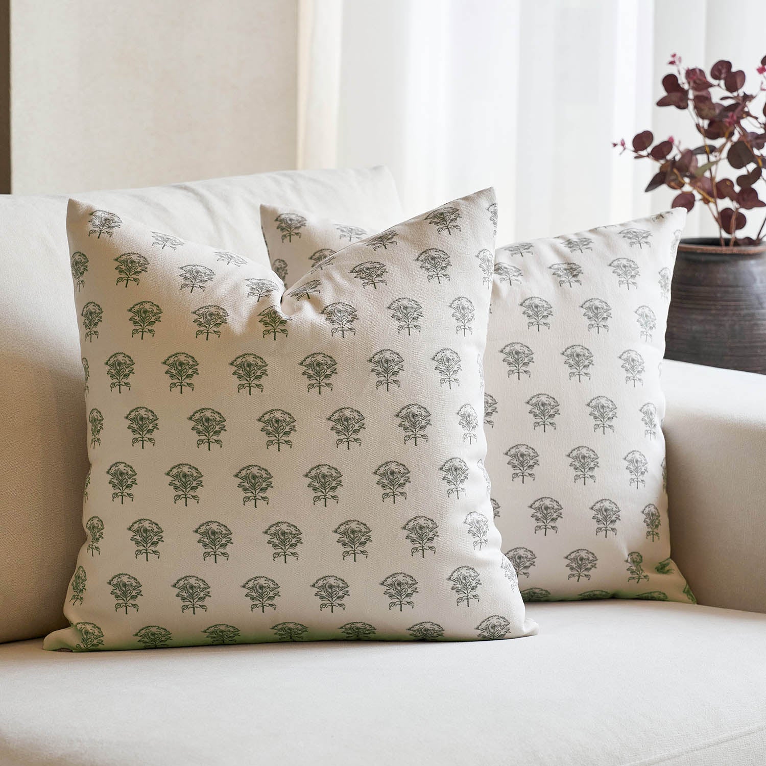 Merano Rustic Botanical Floral Double-Sided Farmhouse Charm Pillow Cover-