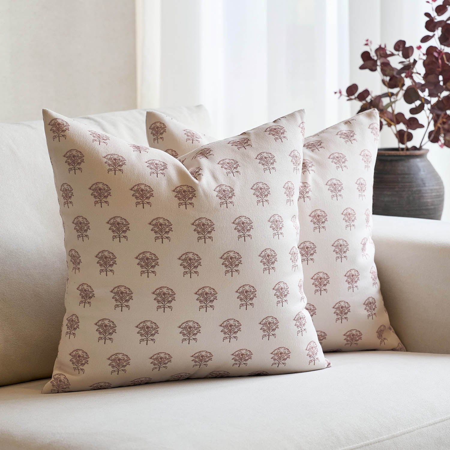 Merano Rustic Botanical Floral Double-Sided Farmhouse Charm Pillow Cover-