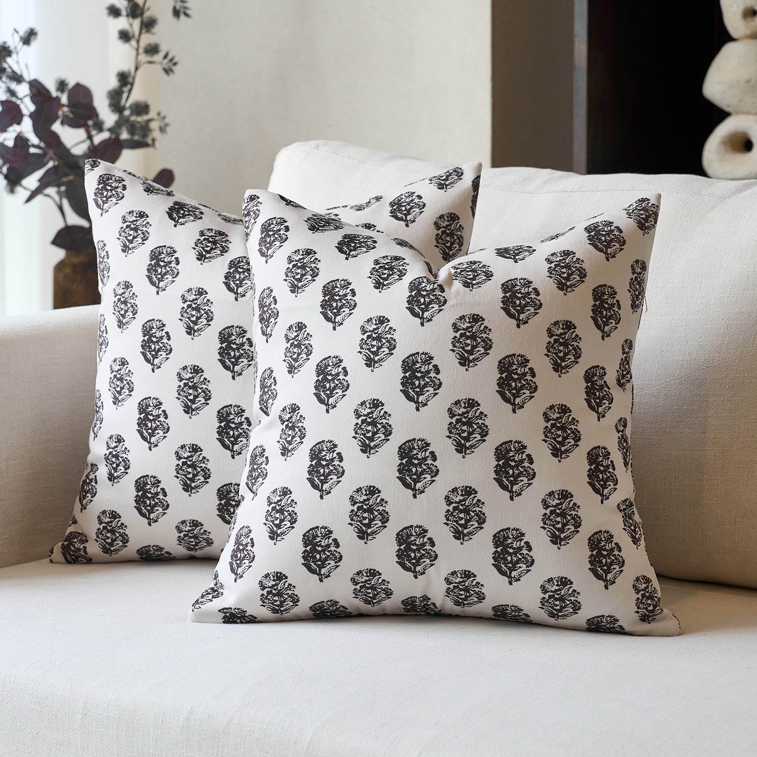 Cortina Ditsy Floral Dual-Print Reversible Cozy Farmhouse Touch Pillow Cover-