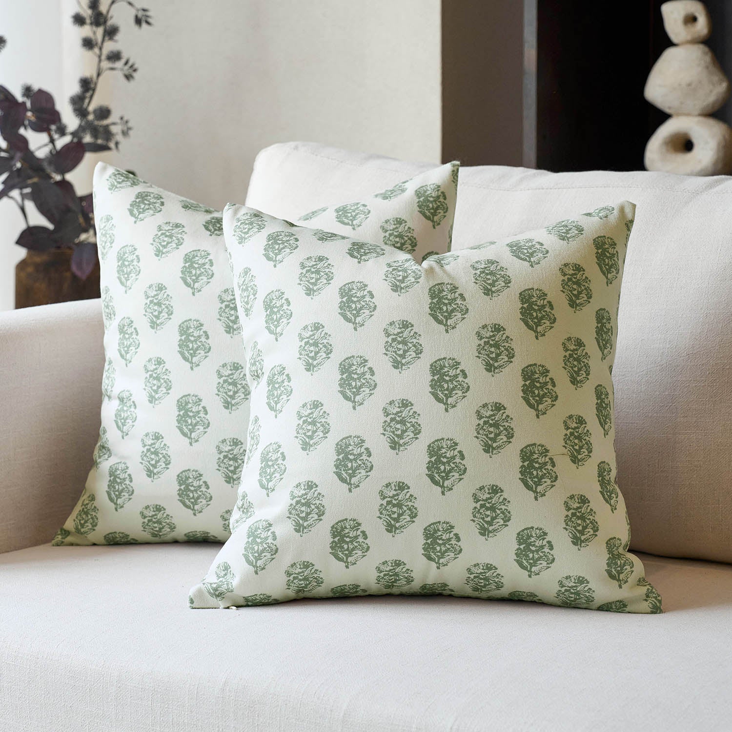 Cortina Ditsy Floral Dual-Print Reversible Cozy Farmhouse Touch Pillow Cover-