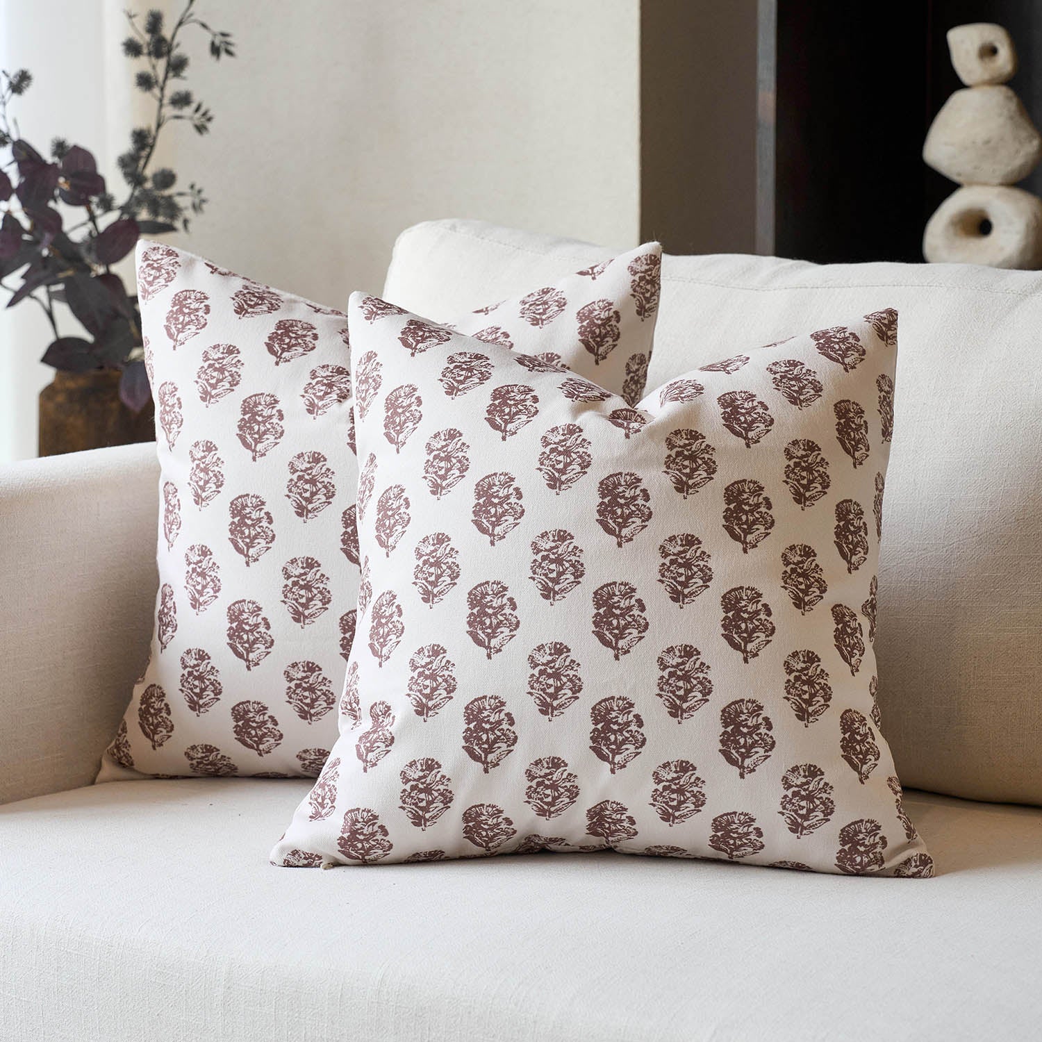 Cortina Ditsy Floral Dual-Print Reversible Cozy Farmhouse Touch Pillow Cover-