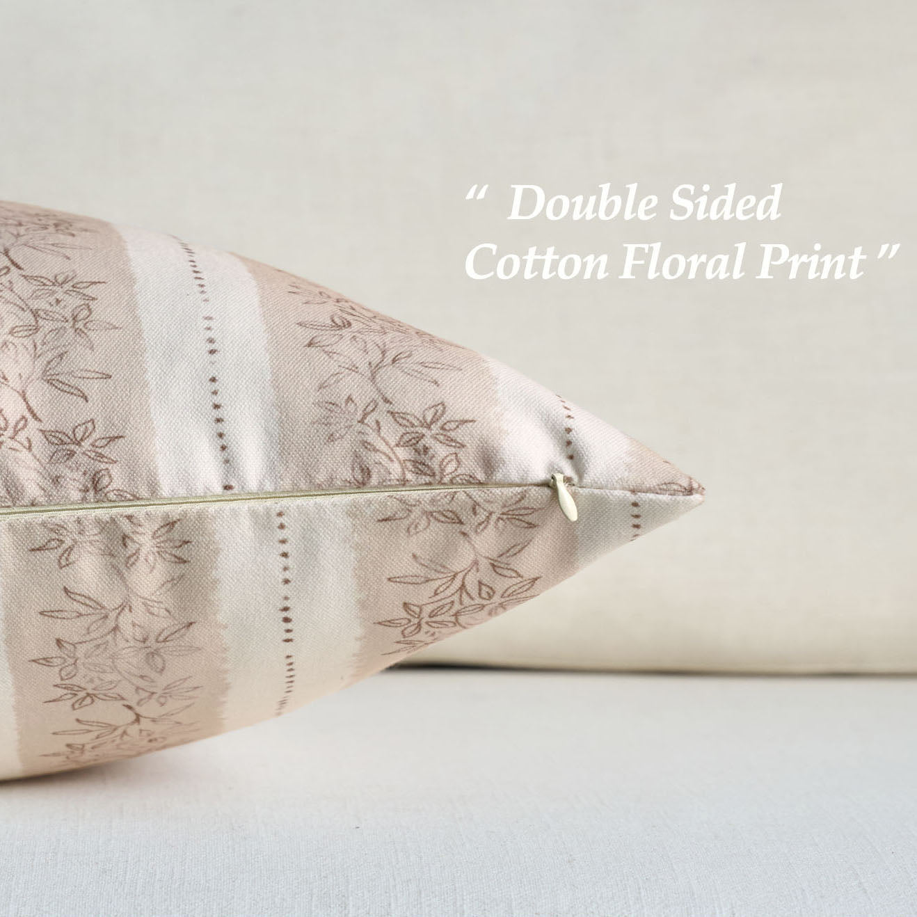 Avallon Stripe Floral Cotton Rustic Pillow Cover Reversible Cushion Case-