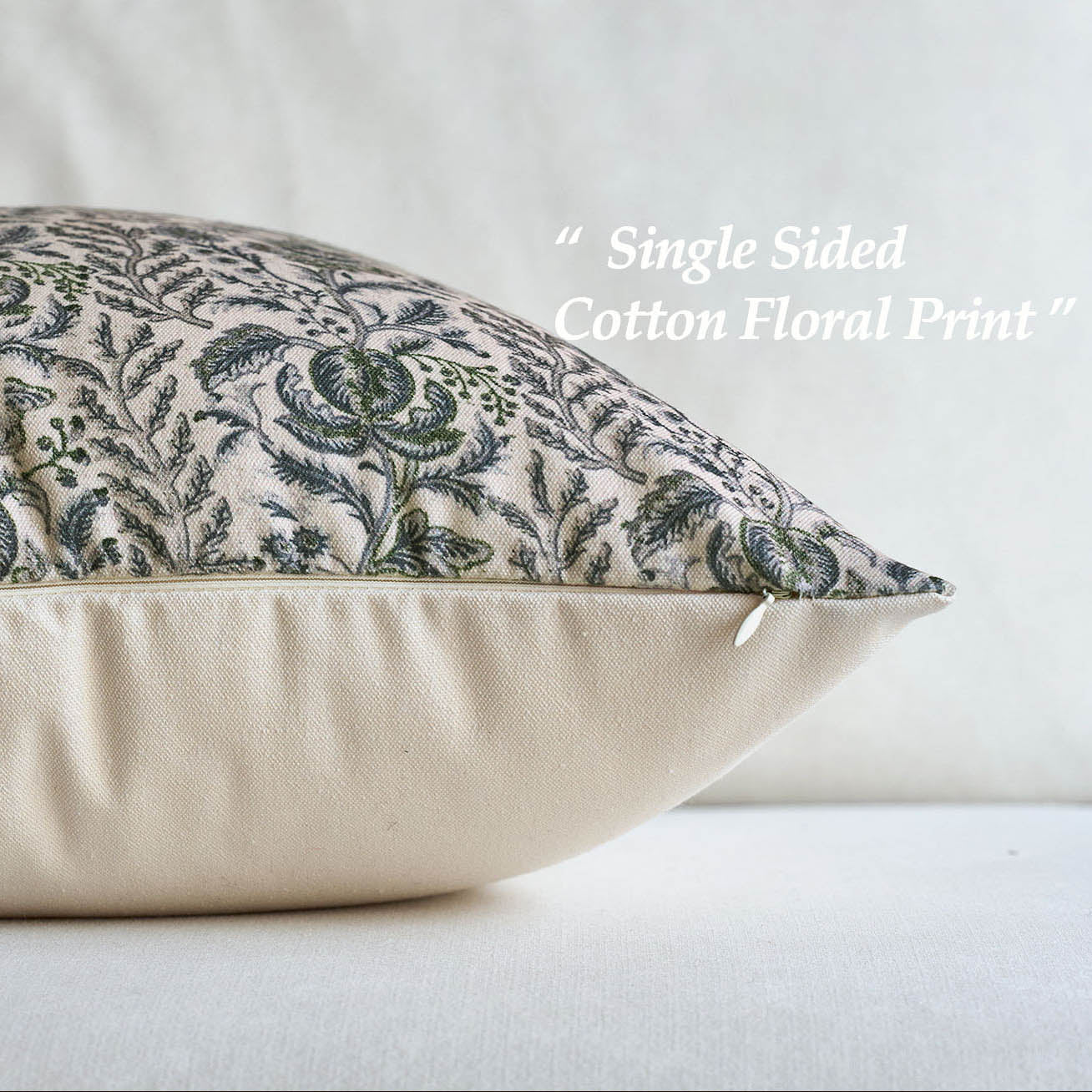 Caudry Block Print Floral Pillow Cover Cotton Rustic Farmhouse Decor-
