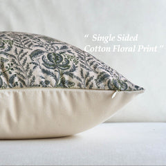 Caudry Block Print Floral Pillow Cover Cotton Rustic Farmhouse Decor