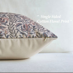 Caudry Block Print Floral Pillow Cover Cotton Rustic Farmhouse Decor