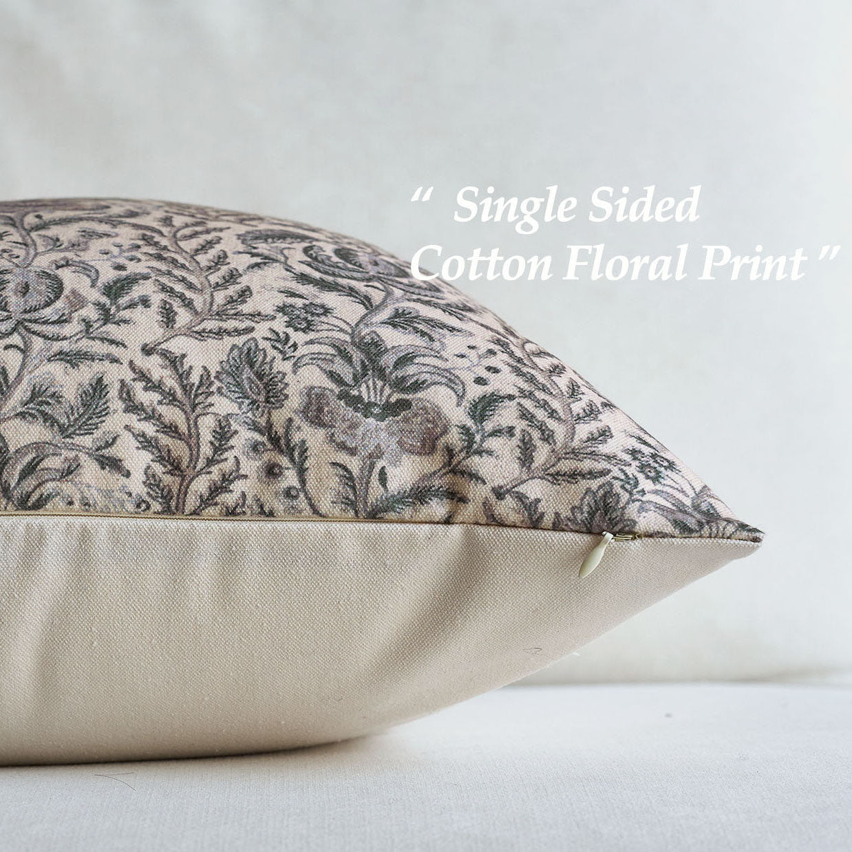 Caudry Block Print Floral Pillow Cover Cotton Rustic Farmhouse Decor-