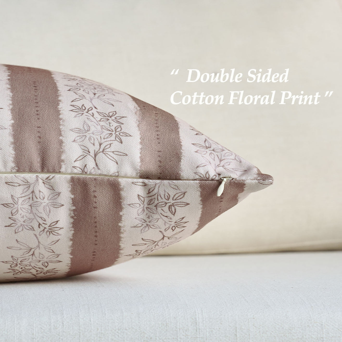 Avallon Stripe Floral Cotton Rustic Pillow Cover Reversible Cushion Case-