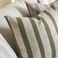 Avallon Stripe Floral Cotton Rustic Pillow Cover Reversible Cushion Case