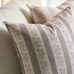 Avallon Stripe Floral Cotton Rustic Pillow Cover Reversible Cushion Case