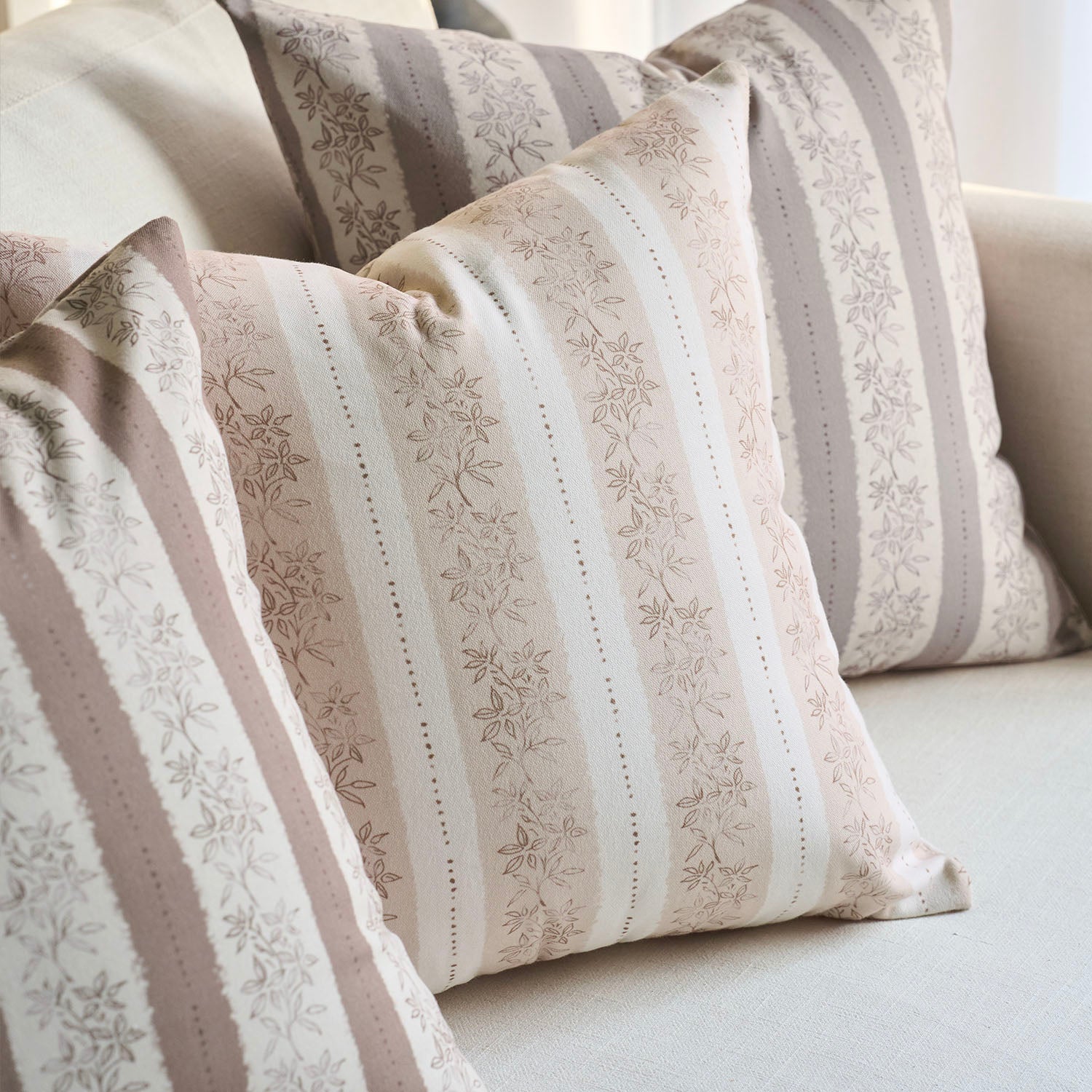 Avallon Stripe Floral Cotton Rustic Pillow Cover Reversible Cushion Case-