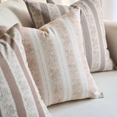 Avallon Stripe Floral Cotton Rustic Pillow Cover Reversible Cushion Case