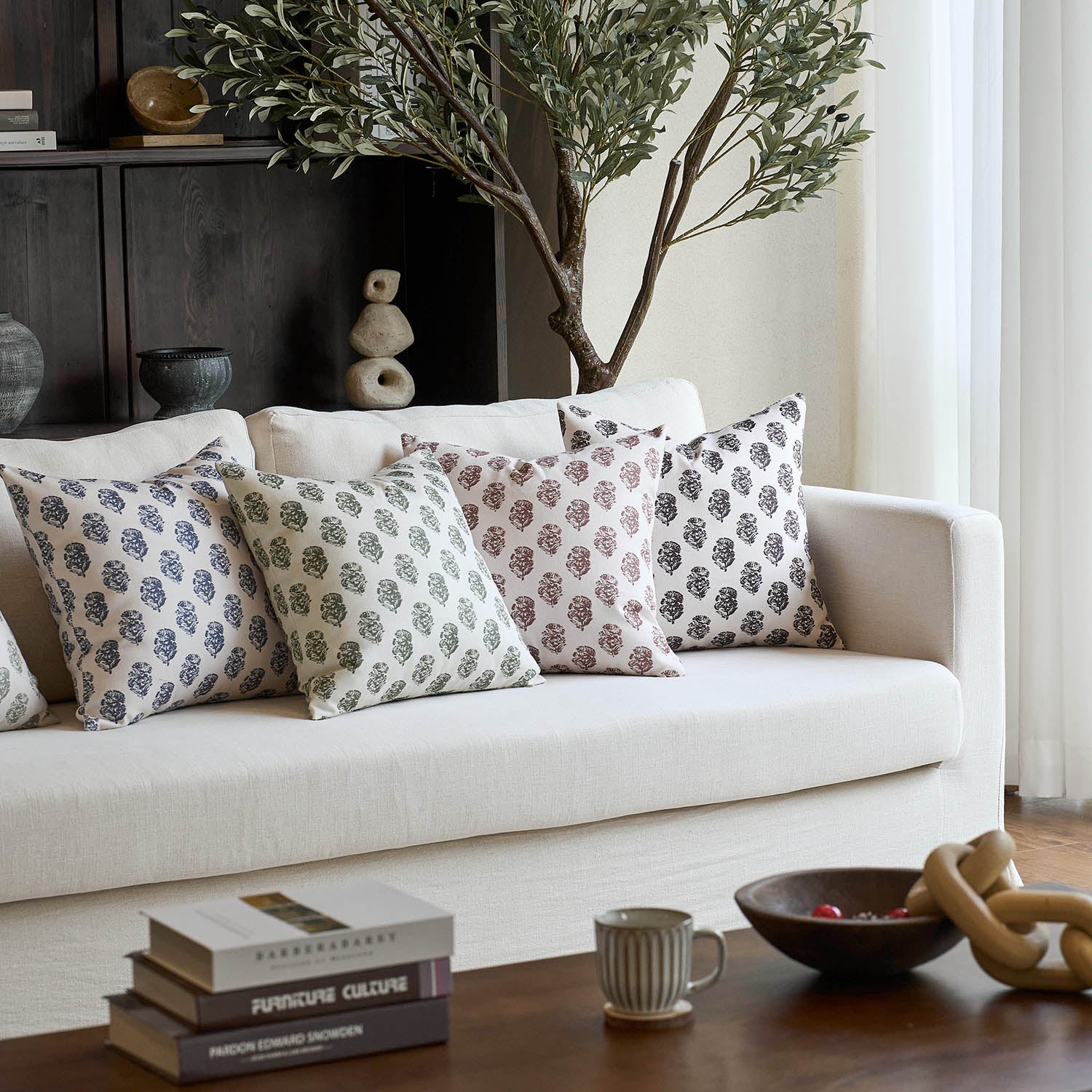 Cortina Ditsy Floral Dual-Print Reversible Cozy Farmhouse Touch Pillow Cover-