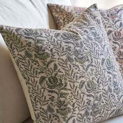 Caudry Block Print Floral Pillow Cover Cotton Rustic Farmhouse Decor