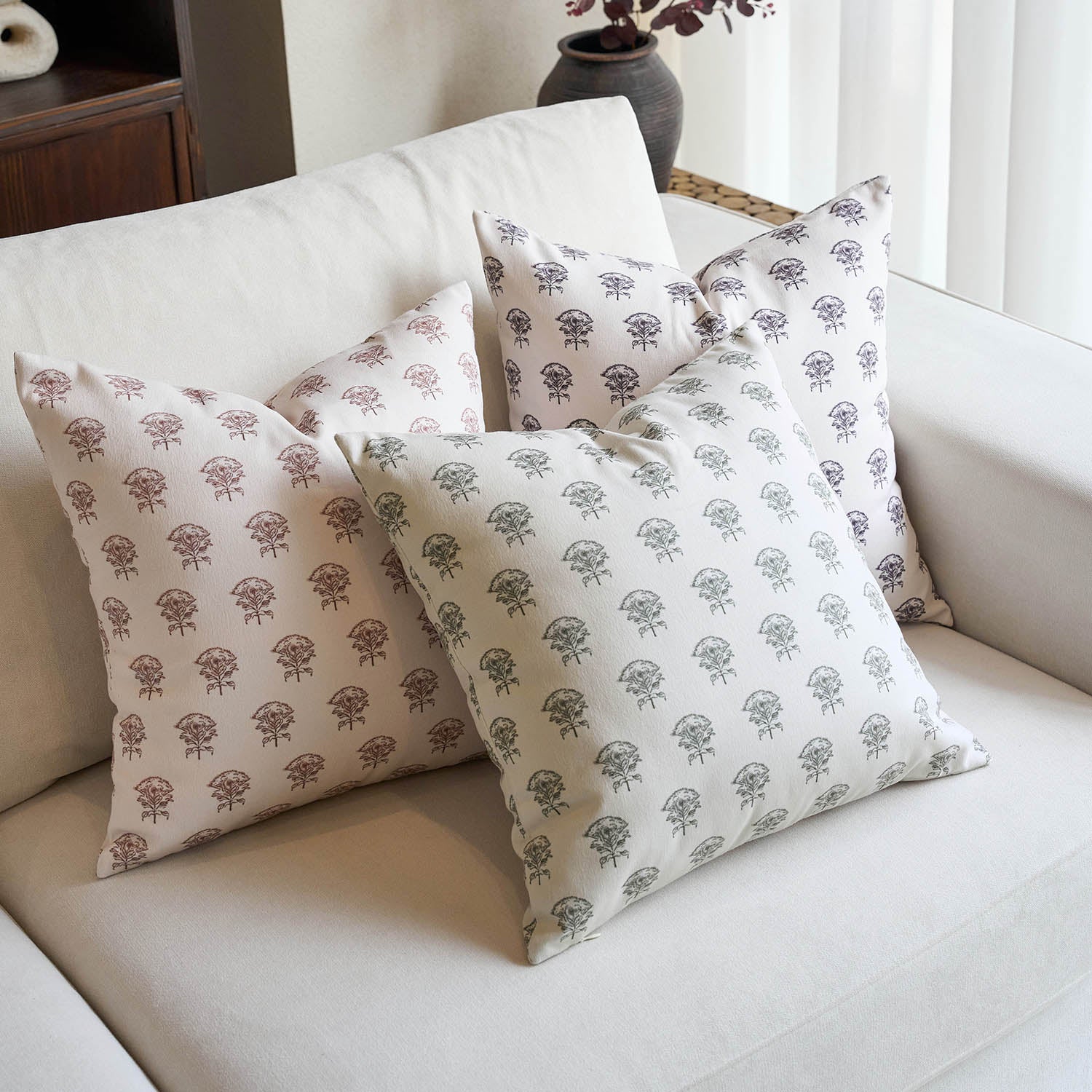 Merano Rustic Botanical Floral Double-Sided Farmhouse Charm Pillow Cover-