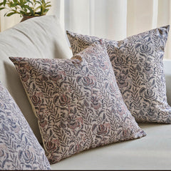 Caudry Block Print Floral Pillow Cover Cotton Rustic Farmhouse Decor