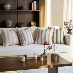 Avallon Stripe Floral Cotton Rustic Pillow Cover Reversible Cushion Case