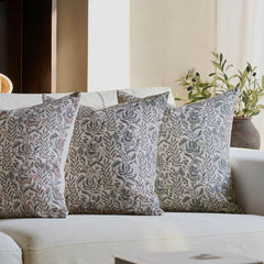 Caudry Block Print Floral Pillow Cover Cotton Rustic Farmhouse Decor