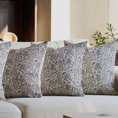 Caudry Block Print Floral Pillow Cover Cotton Rustic Farmhouse Decor