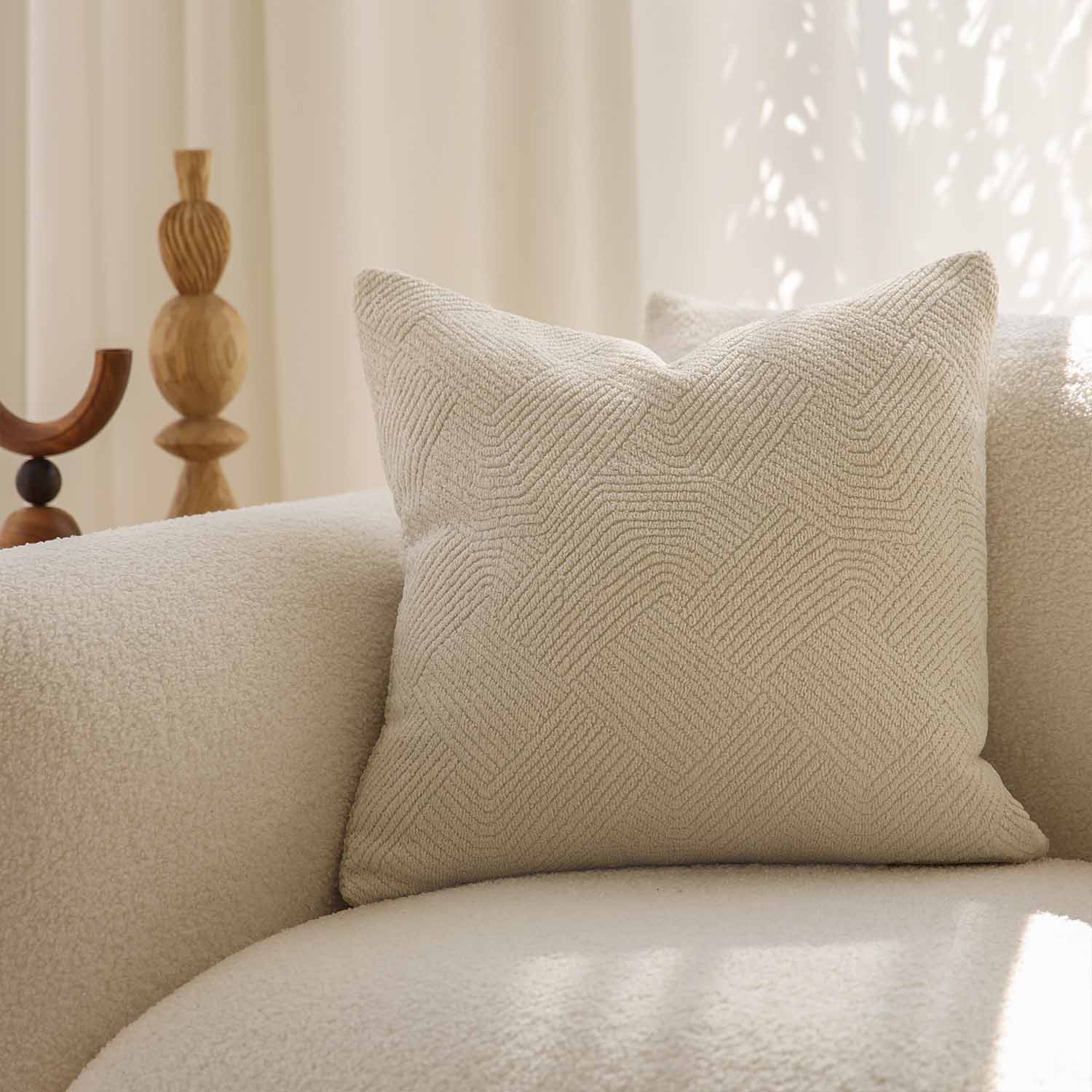 Cecina Geometric Soft Boucle Pillow Cover-