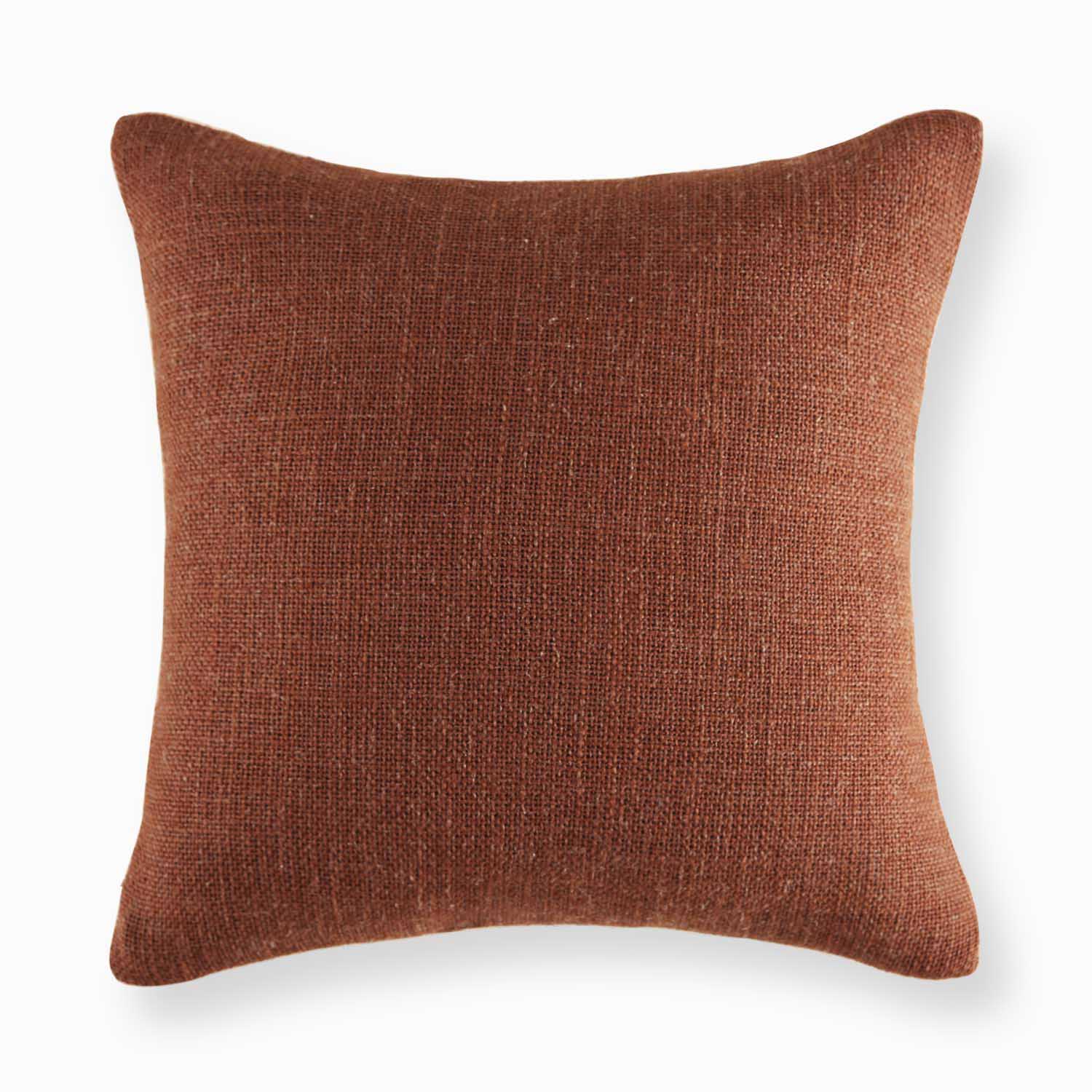 Savona Textured Linen Pillow Cover-Tan 18x18 Decorative Linen pillow cover