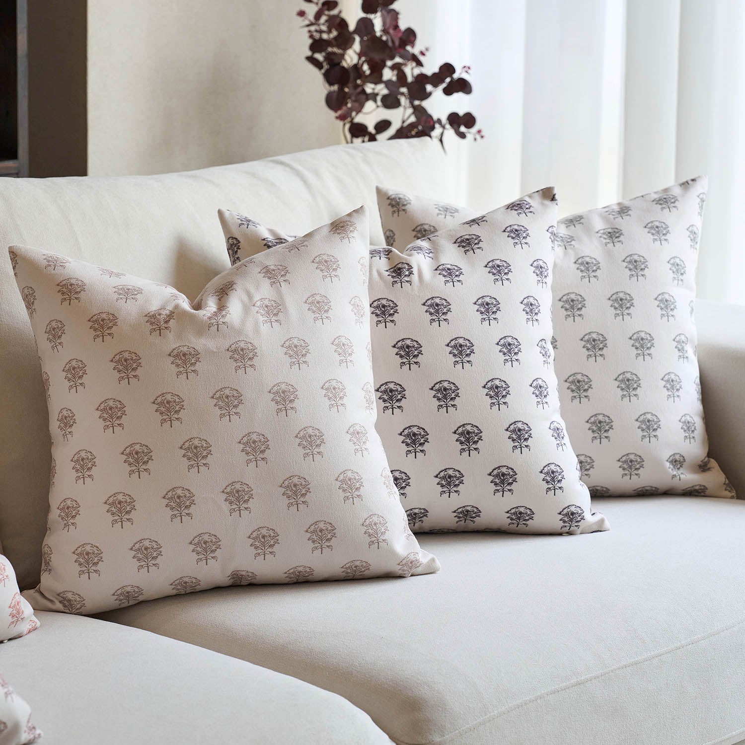 Merano Rustic Botanical Floral Double-Sided Farmhouse Charm Pillow Cover-